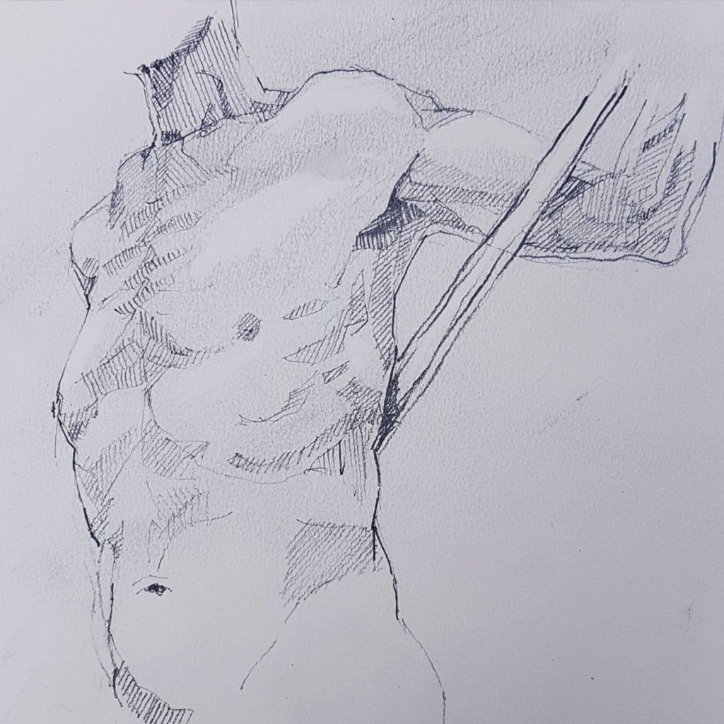 Life Drawing by Nick James Illustrator. 5B pencil on Watercolour Paper